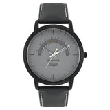 Sonata Men's Watch Analog Grey Dial With Black Leather Strap, 77031NL02