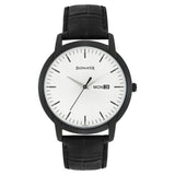 Sonata Men's Watch Analog White Dial With Black Leather Strap, 77031NL03