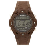 Sonata Men's Digital Watch With Brown Plastic Strap, 77033PP02