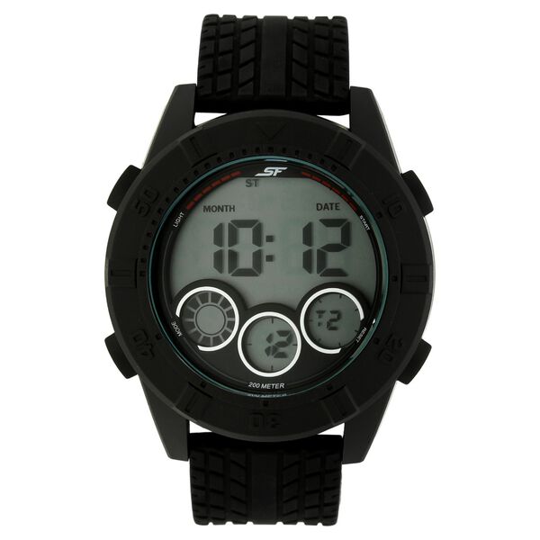 Sonata Men's Digital Watch With Black Plastic Strap, 77038PP04