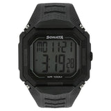 Sonata Men's Digital Watch With Black Plastic Strap, 77048PP03
