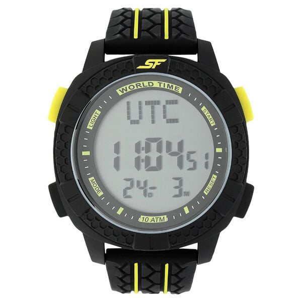 Sonata Men's Digital Watch With Black Plastic Strap, 77058PP01