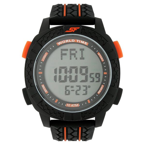 Sonata Men's Digital Watch With Black Plastic Strap, 77058PP04