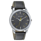 Sonata Men's Watch Analog Black Dial With Black Leather Strap, 77063SL05