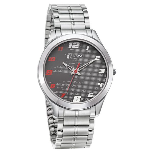 Sonata, Men, Analog, Watch, Grey Dial, Stainless steel Strap, 77063SM07