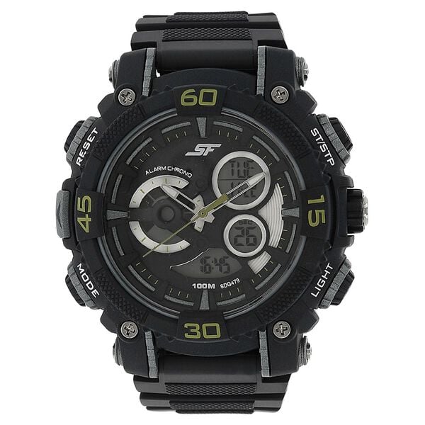 Sonata Men's Watch Digital Black Dial With Black Plastic Strap, 77070PP04
