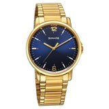 Sonata Men's Watch Analog Blue Dial With Golden Stainless Steel Band, 77083YM08