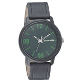 Sonata Men's Watch Analog Grey Dial With Grey Leather Strap, 77085PL04