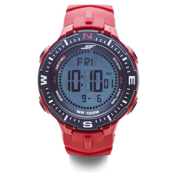 Sonata Men's Digital Watch With Red Plastic Strap, 77095PP03