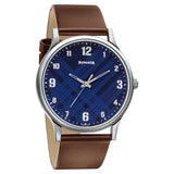 Sonata Men's Watch Analog Blue Dial With Brown Leather Strap, 77083SL03