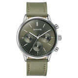 Sonata Men's Watch Analog Green Dial With Green Leather Strap, 77139SL02