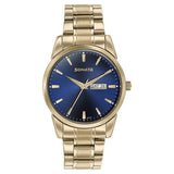 Sonata Men's Watch Analog Blue Dial With Golden Stainless Steel Band, 77147YM01