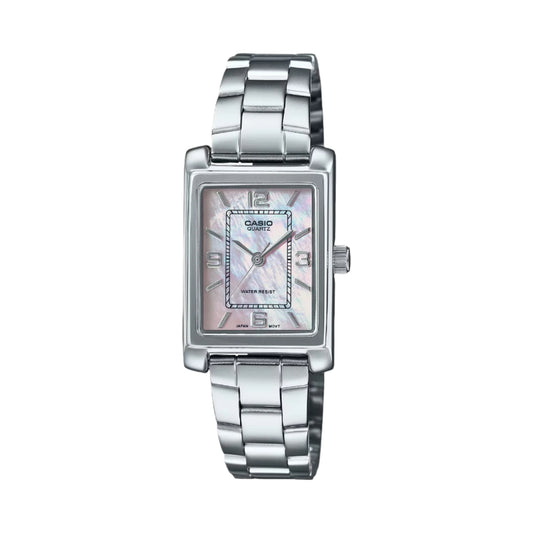 Casio men analog watch, pink dial with silver stainless steel band, model CS-LTP-1234DS-4ADF, Bahrain