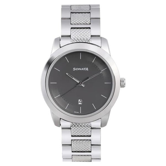 Sonata, Men, Analog, Watch, Grey Dial, Stainless steel Strap, 7924SM07