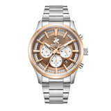 Beverly Hills Polo Club Men's Watch Analog Brown Dial with Silver Stainless Steel Band,  BP3779X.510