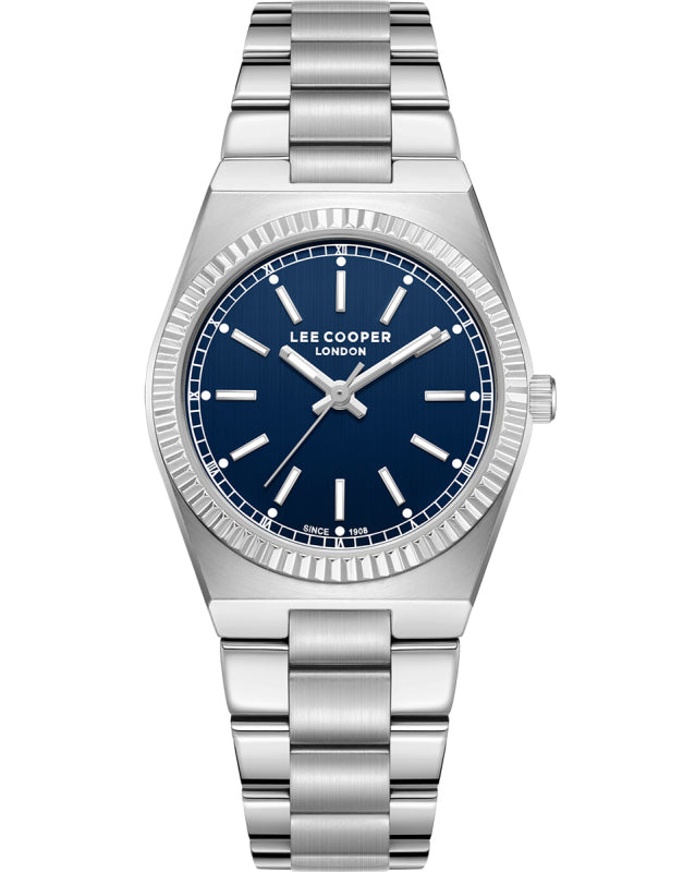 Lee Cooper Women's Analog Watch with Dark Blue Dial and Stainless Steel Band, LC08375.390