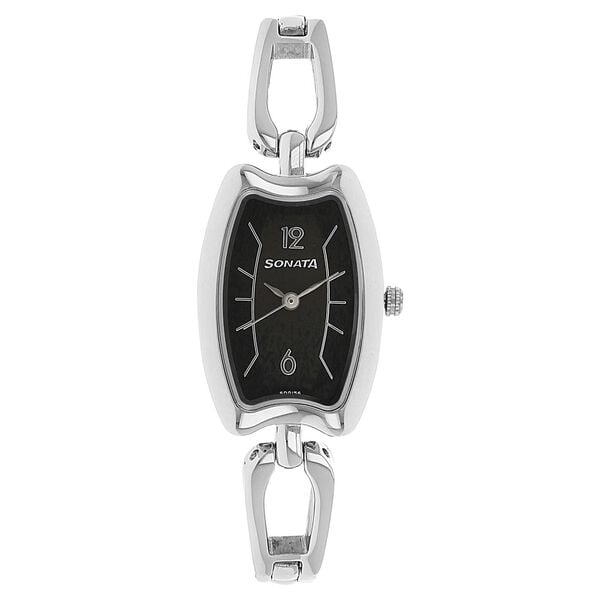 Sonata Women's Watch Analog Black Dial With Stainless Steel Band, 8116SM01