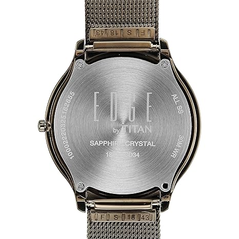 Titan Edge Murals Quartz Analog Men's watch with Pink Dial and Grey Stainless Steel Strap, 1843QM07