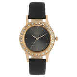 Sonata Women's Watch Analog Black Dial With Black Leather Strap, 8123WL01