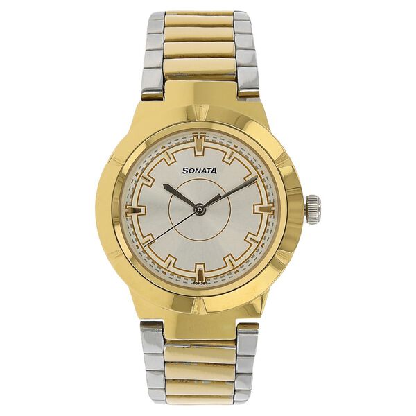 Sonata Women's Watch Analog White Dial With Stainless Steel Band, 8138BM01