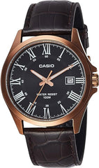 Casio, Men's Watch Analog, Black Dial Black Leather Band, MTP-1376RL-1BVD