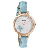 Sonata Women's Watch Analog White Dial With Blue Leather Strap, 8141WL03