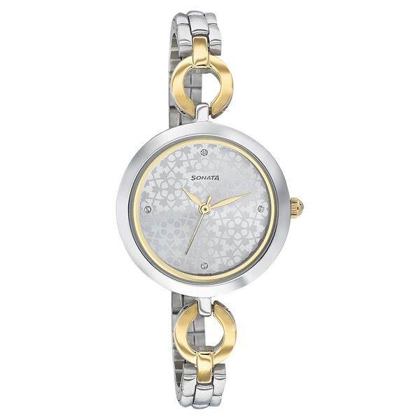 Sonata Women's Watch Analog Silver Dial With Stainless Steel Band, 8147BM02