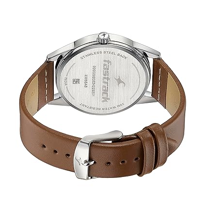 Fastrack Stunners Men's Watch Analog Blue Dial Brown Leather Strap, 3305SL01