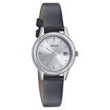 Sonata Women's Watch Analog Silver Dial With Black Leather Strap, 8157SL01
