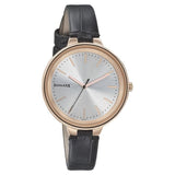 Sonata Women's Watch Analog Silver Dial With Black Leather Strap, 8159WL01