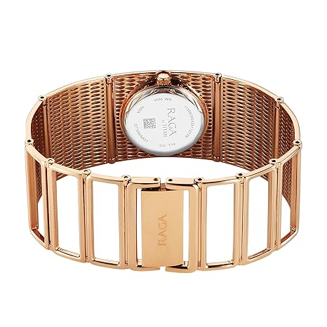 Titan Raga Ethereal Quartz Analog Women's Watch with White Mother Of Pearl Dial and Rose Gold Stainless Steel Strap, 2770WM01