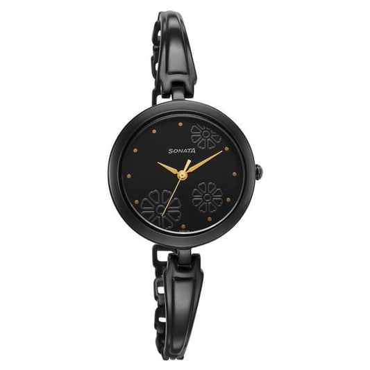 Sonata, Women, Analog, Watch, Black Dial, Stainless steel Strap, 8166NM01