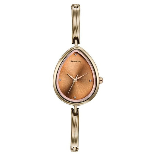 Sonata, Women, Analog, Watch, Brown Dial, Metal Strap, 8169KM01