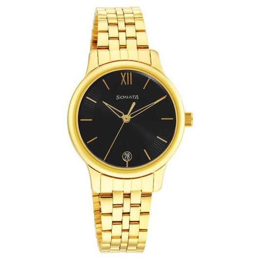 Sonata, Women, Analog, Watch, Black Dial, Stainless steel Strap, 8178YM03