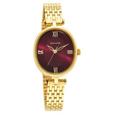 Sonata Women's Watch Analog Maroon Dial With Golden Stainless Steel Band, 8181YM01