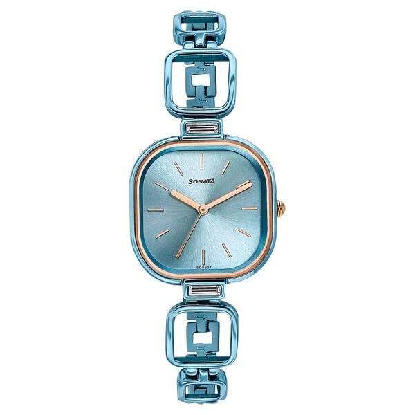 Sonata Innovations Colors Analog Women's Watch With Blue Dial and Blue Stainless Steel Strap,8186KM03