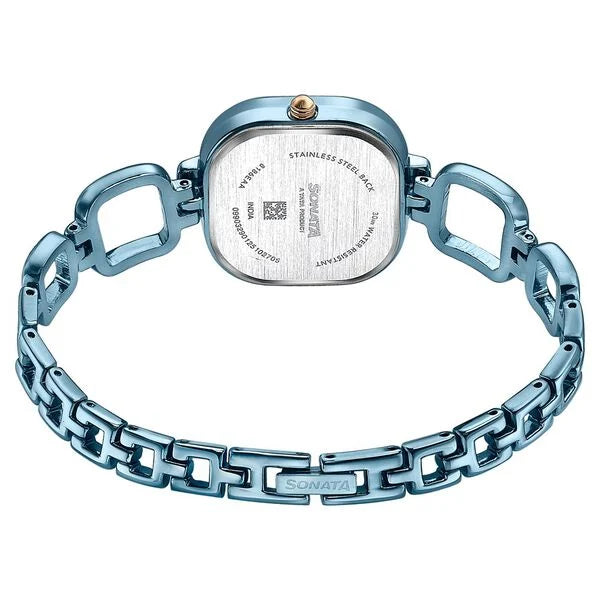 Sonata Innovations Colors Analog Women's Watch With Blue Dial and Blue Stainless Steel Strap,8186KM03
