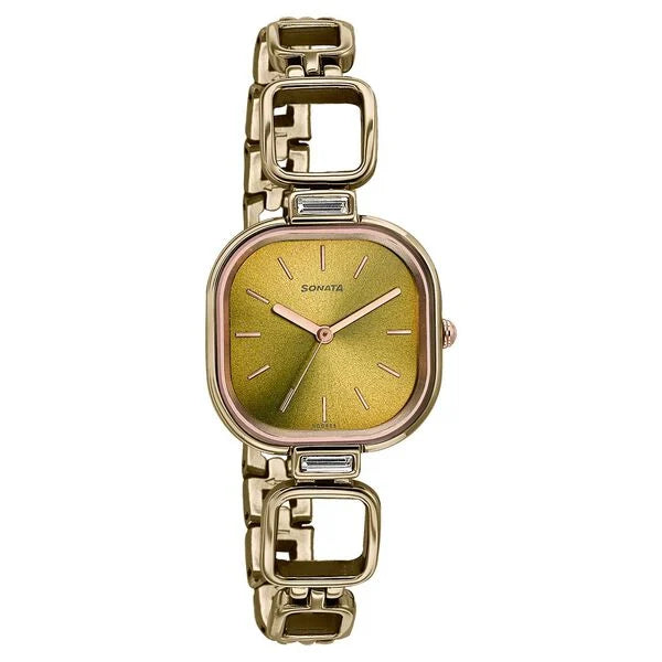 Sonata Colours Of Earth Analog Women's Watch With Green Dial and Stainless Steel Strap,8186KM04