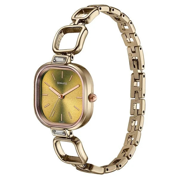 Sonata Colours Of Earth Analog Women's Watch With Green Dial and Stainless Steel Strap,8186KM04