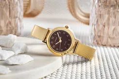 Casio Women's Watch Analog Maroon Dial with Gold Stainless Steel Band, LTP-B170G-5BVDF