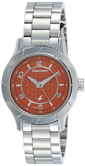 Fastrack, Women's  Watch Analog, Orange Dial Stainless Steel Strap, 6139SM02