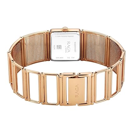 Titan Raga Ethereal Quartz Analog  Women's watch with White Mother Of Pearl Dial and Rose Gold Stainless Steel Strap, 95300WM01