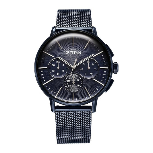 Titan, Men, Analog, Watch, Blue Dial, Stainless steel Strap, 90200QM01