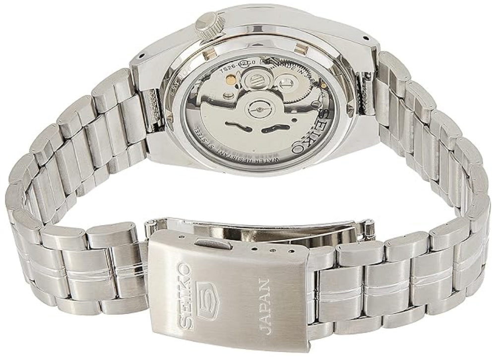 Seiko Men's Mechanical Watch Analog, Black Dial Silver Stainless Band, SNK567J