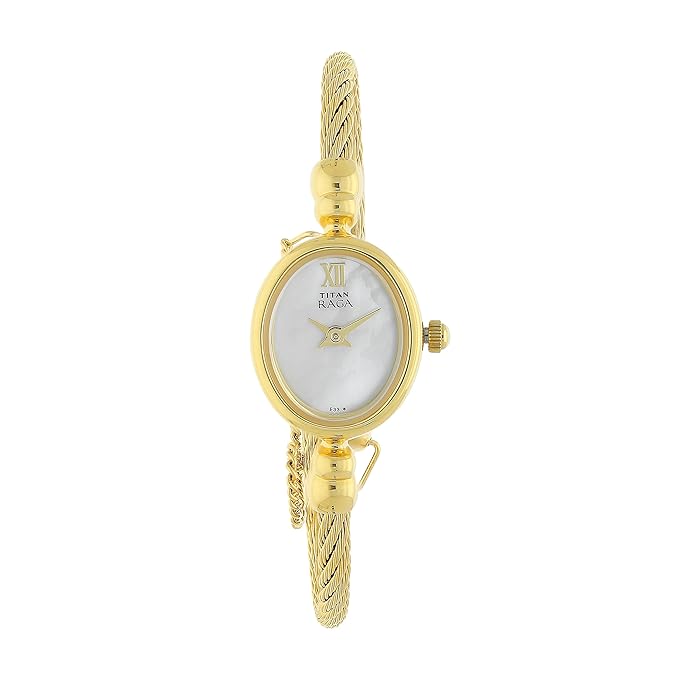 Titan Raga Women's Watch Analog Mother of pearl Dial with Gold Stainless steel Band, 197YM03