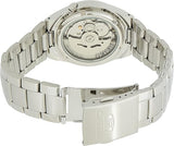 Seiko 21 Jewels Men's Automatic Watch Analog Black Dial with Silver Stainless Steel Band, SNK623K