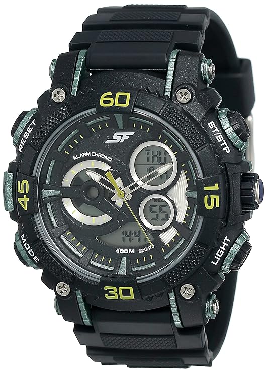 Sonata Men's Digital Watch With Black Plastic Strap, 77070PP04