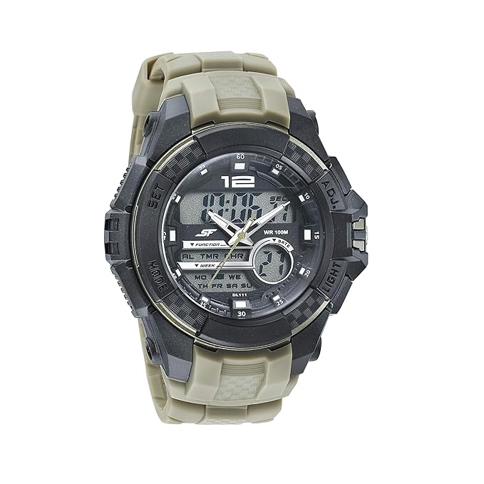 Sonata Men's Digital Watch With Green Plastic Strap, 77027PP06