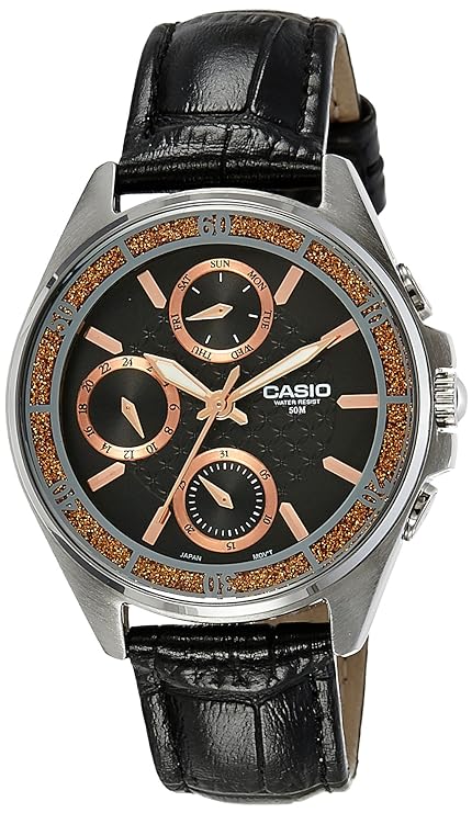 Casio, Women’s Watch Analog, Black Dial Black Leather Band, LTP-2085L-5AVDF