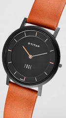 Titan Men's Edge Watch Analog, Black Dial With Brown Leather Strap, 1595NL03